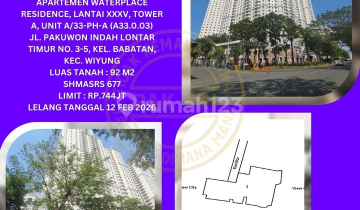 Jual Apartement Lelang Bank di Surabaya (Waterplace Residence, Lantai Xxxvi, Tower A) - Lelang Kpknl 1