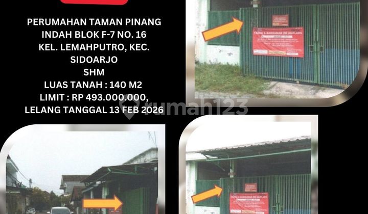 Jual Rumah Lelang Bank di Sidoarjo (Taman Pinang Indah) - Lelang Kpknl