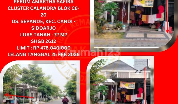 Jual Rumah Lelang Bank di Sidoarjo (Amartha Safira Cluster Calandra) : Lelang Kpknl