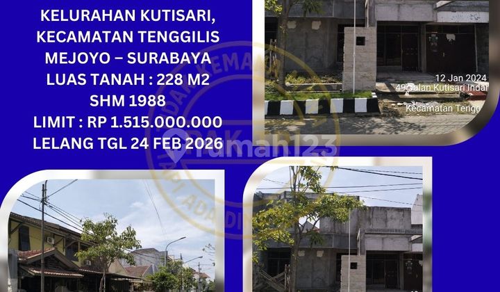 Bank Auction House for Sale in Surabaya (Kutisari - Tenggilis Mejoyo): KPKNL Auction