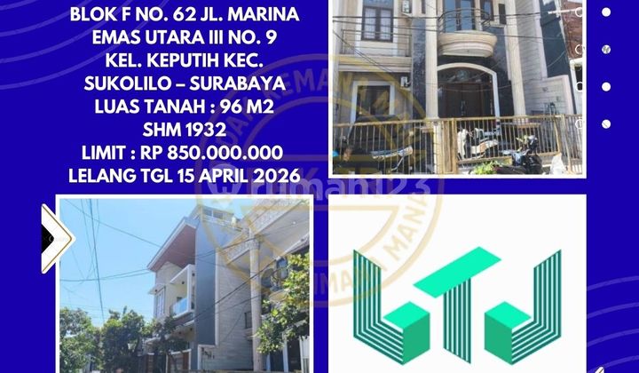 Dijual Rumah Via Lelang di Sukolilo Surabaya (Perum Bumi Marina Emas) - Lelang Kpknl