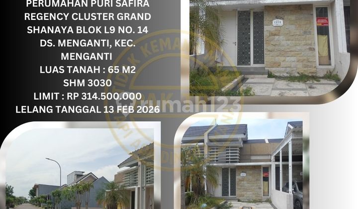 Jual Rumah Lelang Bank di Menganti (Puri Safira Regency Cluster Grand Shanaya) : Lelang Kpknl Jual Rumah Lelang Bank di Menganti (Puri Safira Regency Cluster Grand Shanaya) : Lelang Kpknl