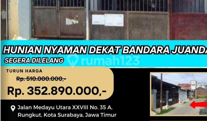 Jual Rumah Lelang Bank di Surabaya (Jl. Medayu Utara Rungkut) - Lelang Kpknl 1