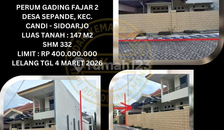 Jual Rumah Lelang Bank di Sidoarjo (Perum Gading Fajar 2 - Sepande) : Lelang Kpknl