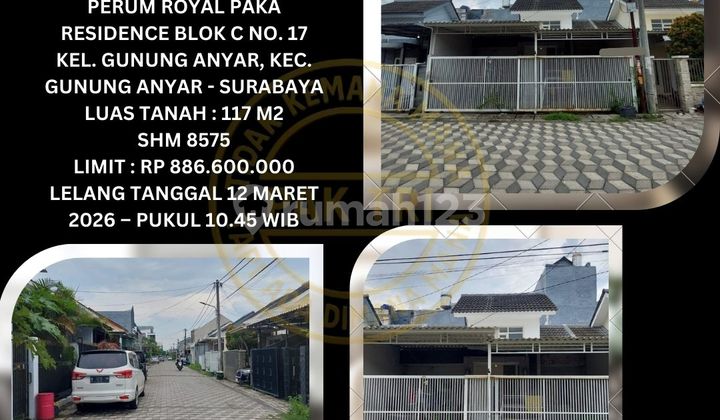 Jual Rumah Lelang Bank di Gunung Anyar Surabaya (Perum Royal Paka Residence) - Lelang Kpknl 1