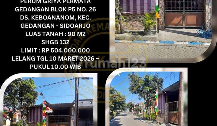 Jual Rumah Lelang Bank di Gedangan Sidoarjo (Griya Permata Gedangan) - Lelang Kpknl