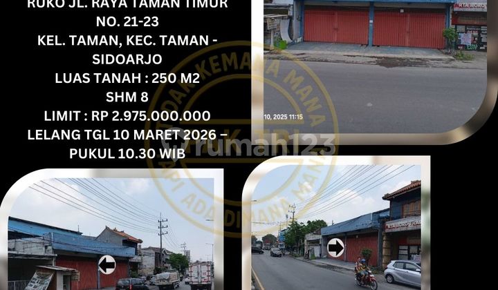 Jual Ruko Lelang Bank di Taman Sidoarjo (Jl. Raya Taman Timur) - Lelang Kpknl Jual Ruko Lelang Bank di Taman Sidoarjo (Jl. Raya Taman Timur) - Lelang Kpknl