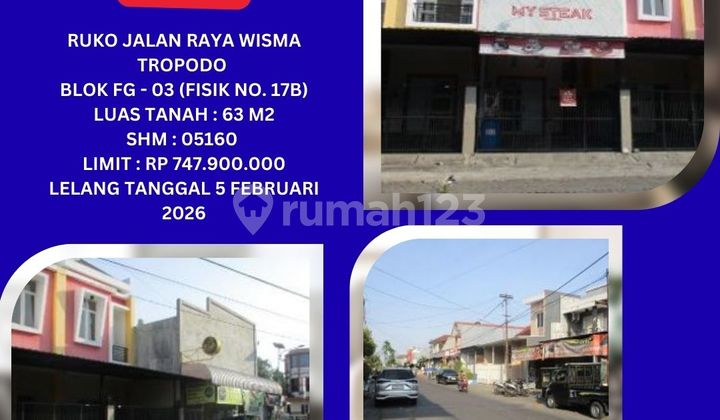 Jual Ruko Lelang Bank di Sidoarjo (Jalan Raya Wisma Tropodo) - Lelang Kpknl