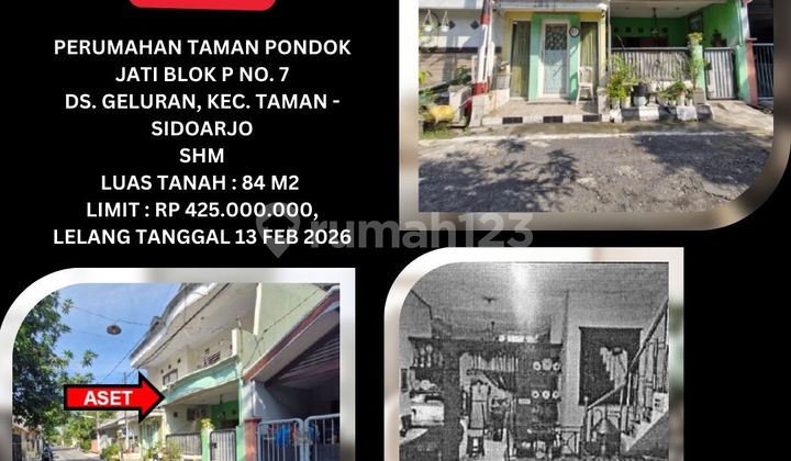 Jual Rumah Lelang Sidoarjo (Taman Pondok Jati - Geluran Taman) - Lelang Kpknl 1