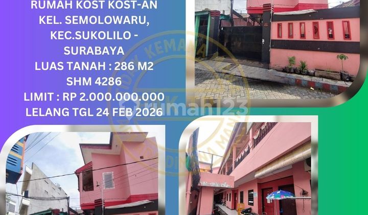 Jual Rumah (Kos Kosan) Lelang Bank di Surabaya (Semolowaru) : Lelang Kpknl