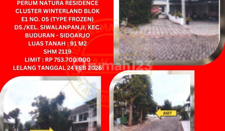 Jual Rumah Lelang Bank di Sidoarjo (Natura Residence Cluster Winterland) : Lelang Kpknl