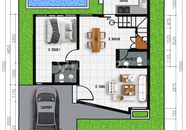 Dekat Kampus UGM,  Dijual Rumah Jogja Model Tropis Ada Kolam Renang 2