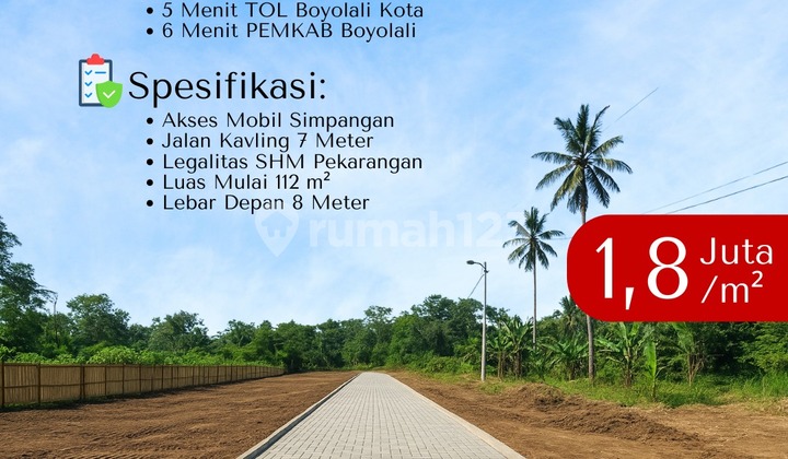 Boyolali Kota, Boyolali  Dijual Tanah SHM luas 120 m2