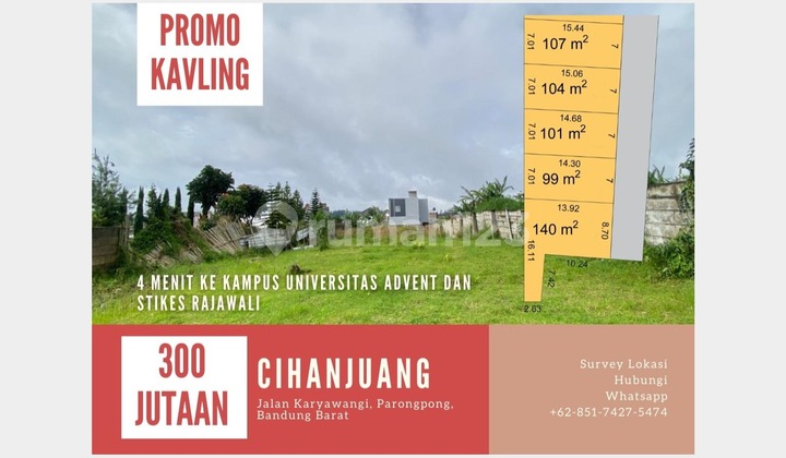 Land Plot with SHM Near University in Cihanjuang for 300 Million