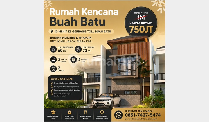 Dekat Akses Tol, Rumah, 2 Lantai, SHM, Bebas Banjir Kecamatan Buahbatu Kota Bandung Dekat Akses Tol, Rumah, 2 Lantai, SHM, Bebas Banjir Kecamatan Buahbatu Kota Bandung