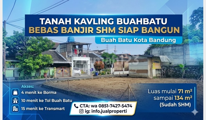 Tanah Kavling Strategis Dekat Gerbang Tol Buah Batu, Bandung