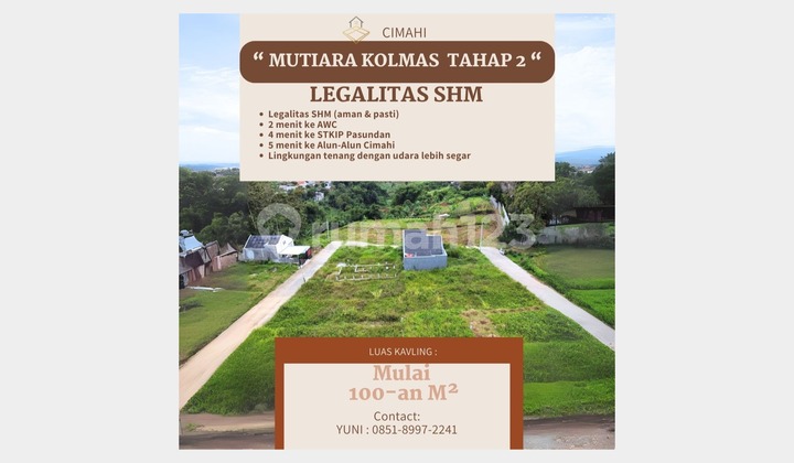 KAVLING MURAH CIMAHI SIAP BANGUN 5 MENIT KE PASTEUR DAN BANDUNG