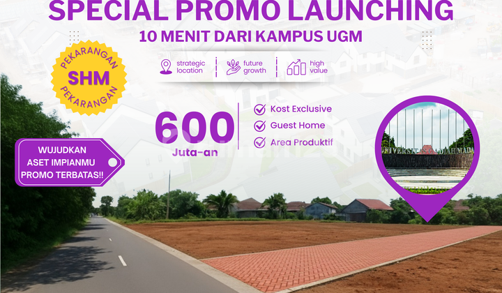 Tanah Jogja Utara, Dekat Kampus UGM, Jalan Kaliurang Km.8