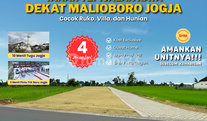 Dekat Malioboro & Tugu Jogja, Tanah Tepi Jalan Raya Dekat Malioboro & Tugu Jogja, Tanah Tepi Jalan Raya