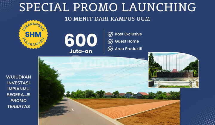 Dekat Kampus UGM, Tanah Jogja Jalan Kaliurang Km.8