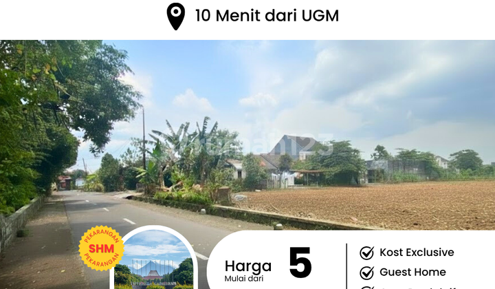 Most Popular Yogyakarta Land, Near UGM Campus, Land Certificate for Yard