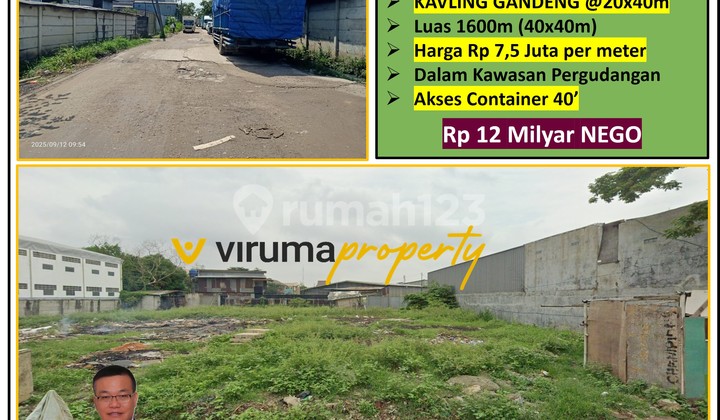VTH0213 - Adjoining Lot, Certificate of Ownership (SHM), DPR Lot Warehouse Complex, Cipondoh, Tangerang City