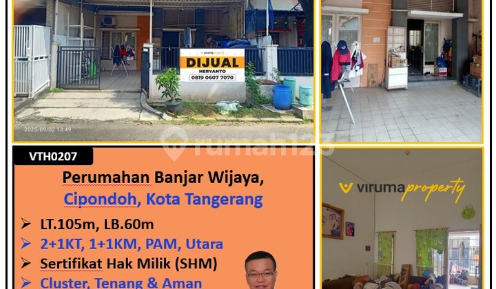 VTH0207 - Rumah SHM, Dekat Pasar Modern & Akses Toll, Cluster Banjar Wijaya, Cipondoh, Kota Tangerang
