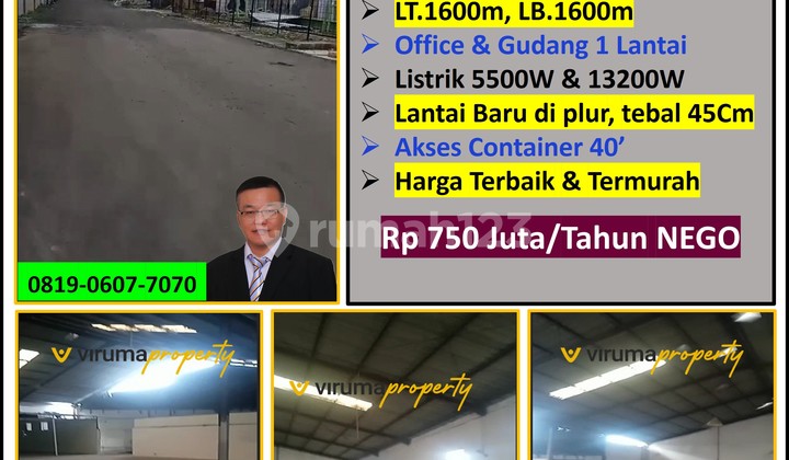 VTH0219 - Disewakan Gudang Luas 1600m, Bebas Banjir, Kavling DPR, Cipondoh, Kota Tangerang