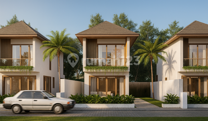 Near UII Campus, Boxy Villa with Pyramid Roof, 2 Floors Including Private Pool