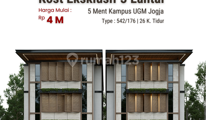 Exclusive Boarding House for Sale Near UGM Campus Jogja, 3 Floors 26 Rooms 1