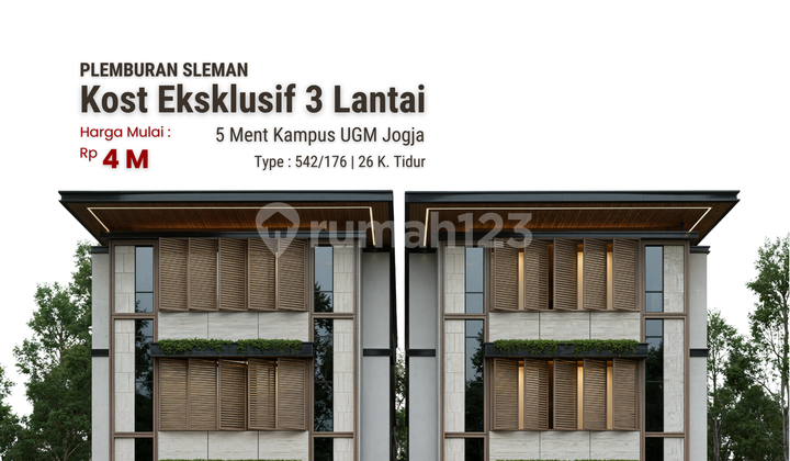 Exclusive Boarding House for Sale Near UGM Campus Jogja, 3 Floors 26 Rooms
