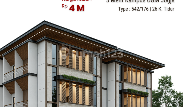 Exclusive Boarding House for Sale, 3 Floors, 26 Rooms, Jl Kaliurang KM 6, UGM Campus Area 1