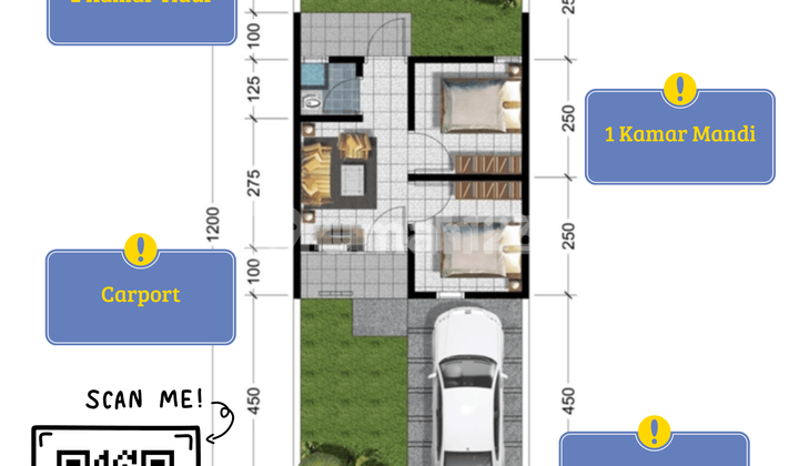 Type WAHID 30/60 House Block A6 No.3 – Light Down Payment 500 Thousand