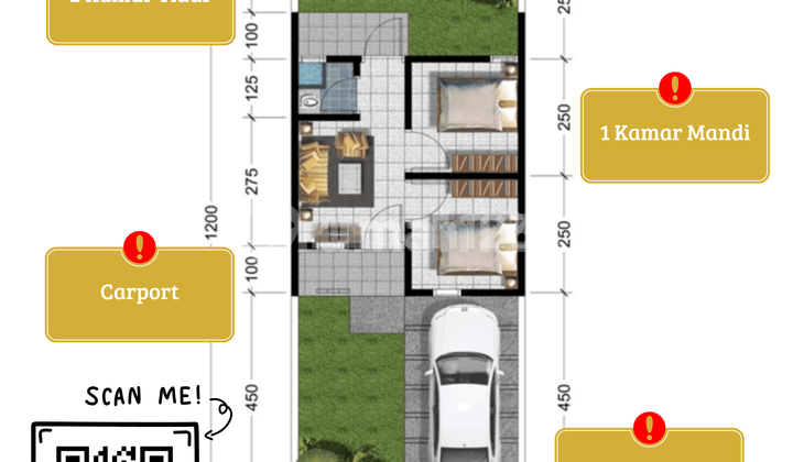 Rumah WAHID 30/60 Blok A8 No.3 – DP 0%, Strategis Dekat Tol! 2