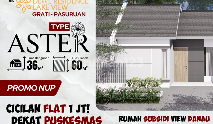 Rumah Type Aster Blok B10 No. 15  Cicilan Ringan, View Danau