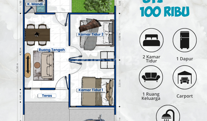 Tipe Aster 36/60 Blok C2 No.07 – Cicilan Flat Syariah! 2