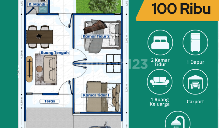 Ready-to-Live Type 36/60 House in Grati, Near Market & School 2