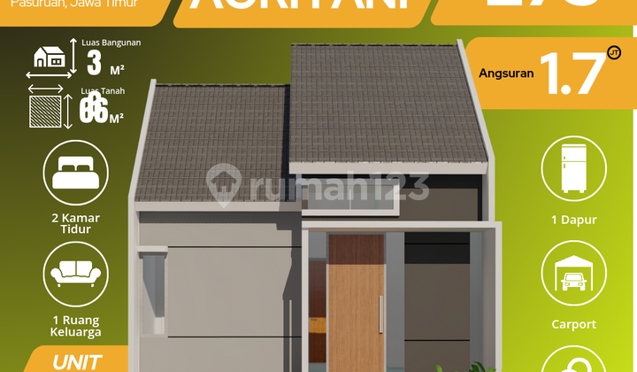 Rumah Type 36/66 Agriyani Blok B14 Grati – Legaitas lengkap&aman