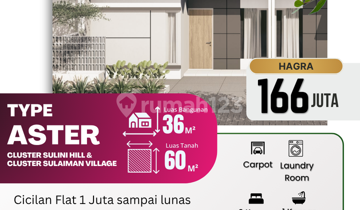 Rumah Baru Grati 36/60 Aster, Cicilan Ringan 1 Jutaan/Bulan Rumah Baru Grati 36/60 Aster, Cicilan Ringan 1 Jutaan/Bulan