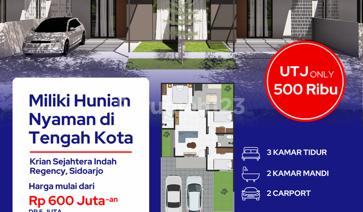 Rumah Ivy Krian Tipe 55/112, Siap Huni Harga 600 Jutaan
