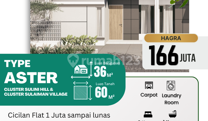 Rumah Siap Huni Tipe 36/60 Grati, Dekat Pasar & Sekolah