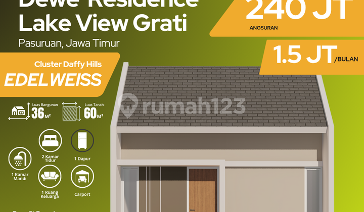 Type 36/60 Edelweiss House Block A15 Grati – Uang Tanda Jadi only 500 thousand Type 36/60 Edelweiss House Block A15 Grati – Uang Tanda Jadi only 500 thousand