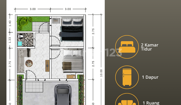 Rumah Subsidi di Pasuruan Type Aster 36/6 Angsuran Flat 1 Jutaan 2