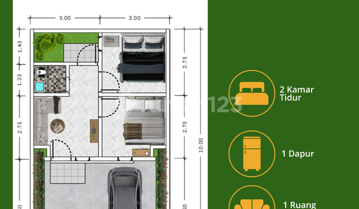 Subsidized House in Pasuruan Type Aster with Lake View & Flood-Free