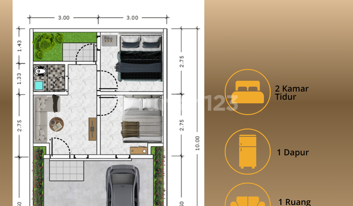 HUnian Type Aster Rumah Modern bisa KPR 2