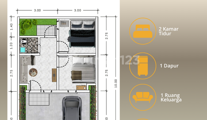 Hunian Modern Type Aster Rumah harga di Bawah 300 Juta 2