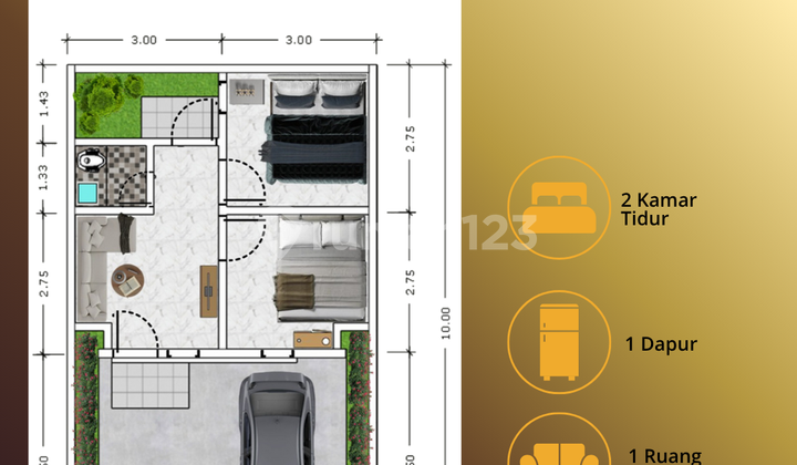 Di Jual Rumah Type Aster 36/60 View Danau Cantik 2