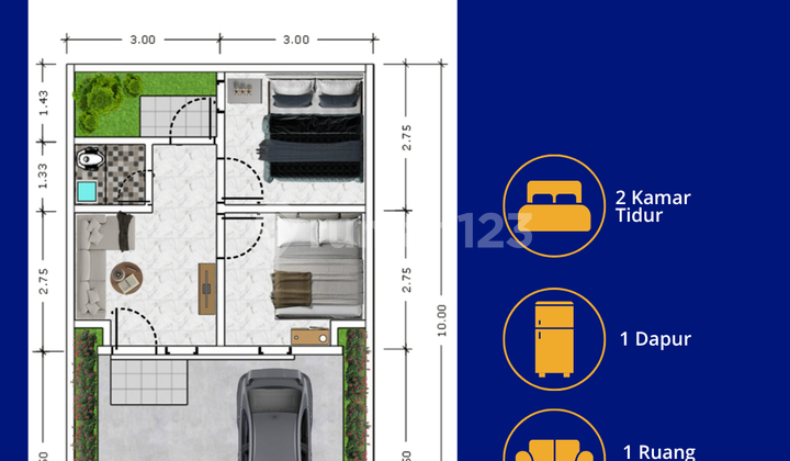 Hunian Idaman Type Aster di Pasuruan view Danau Grati 2