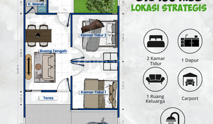 Rumah Tipe Aster Cocok untuk Keluarga, Dekat RSUD & Tol Grati 2