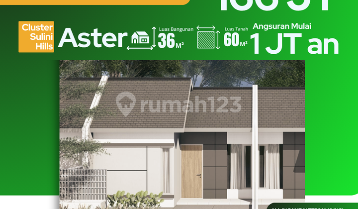 Rumah Aster Grati, Tanpa DP, Cicilan 1Jt/Bln, SHM Aman